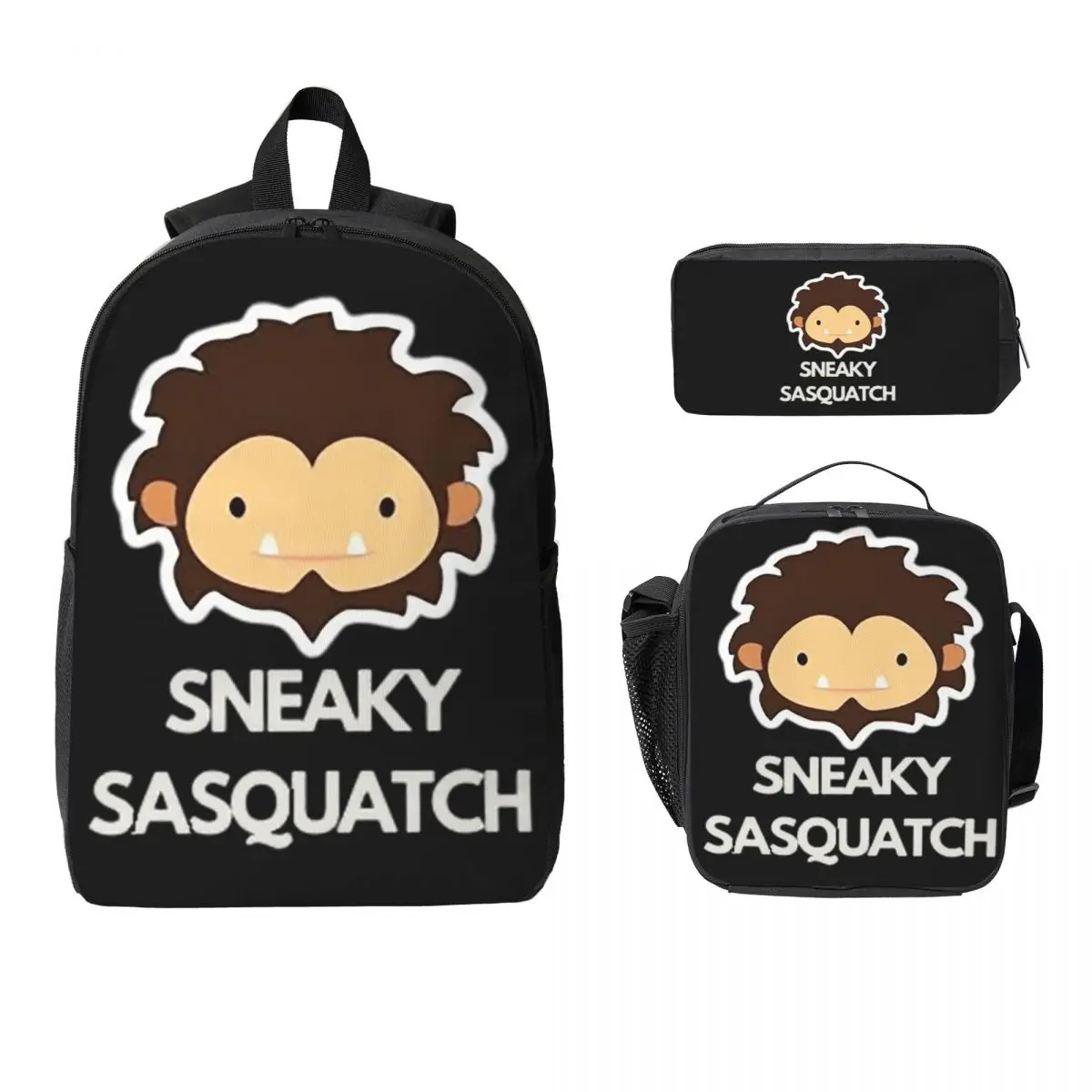 

Рюкзак Sneaky Sasquatch, студенческая сумка для книг для мальчиков и девочек, школьная сумка, компьютерные сумки на плечо, изолированная сумка для обеда 3 шт., пенал