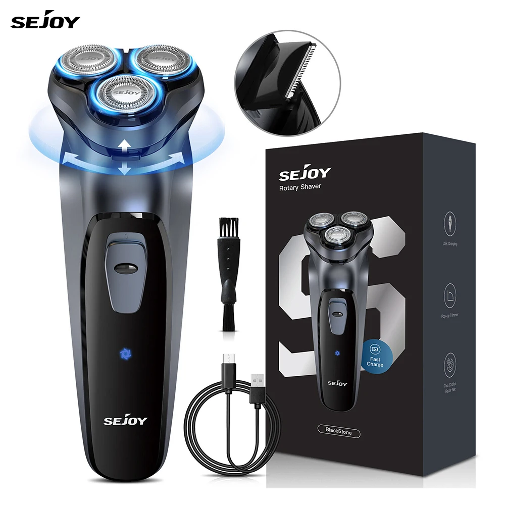 

Sejoy Electric Shaver For Men 3d Floating Cutter Head Ipx7 Waterproof Rechargeable Men's Electric Shavers With Pop-Up Trimmer