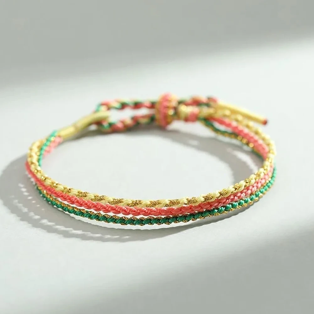 

Girl's Multicolor Braid Adjustable Rope String Connector Charms Hand Chains For DIY Handmade Bracelet Accessories Women Rope