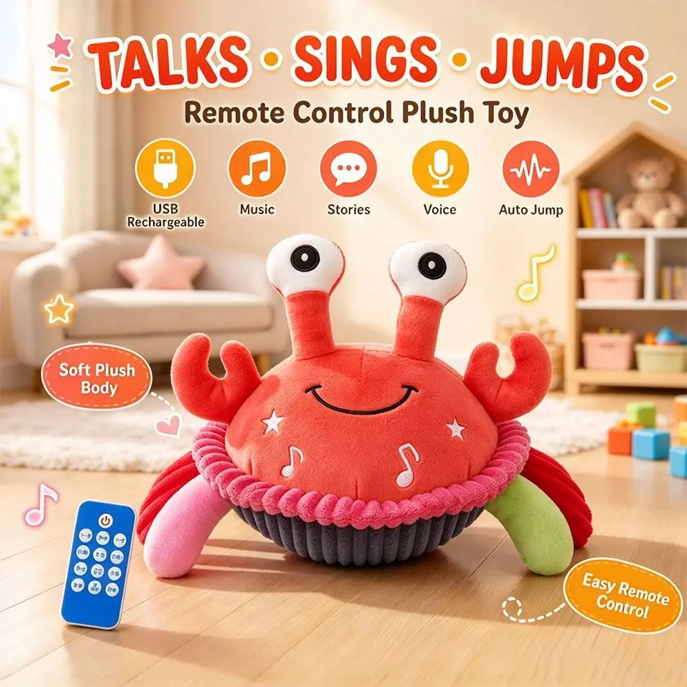 Jumping Crab Toy Jumping Motion Talking Function Interactive Moving Toy Rechargeable Optional Remote Control Crab Toy