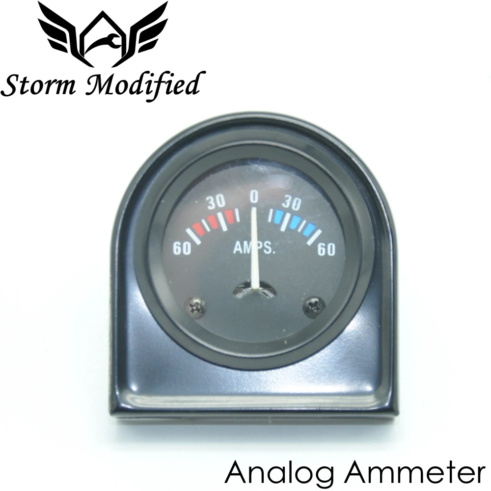 

SuTong Universal Car 2" 52mm Black Analog Ammeter AMPS Meter Gauge 60A White LED Light