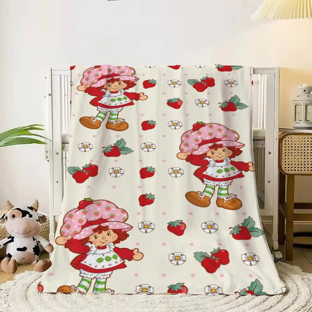 Strawberry Shortcake Microfiber Blanket King Size Designer Throw Blanket for Sofa Luxury Home Interior Blankets for Adults Knee