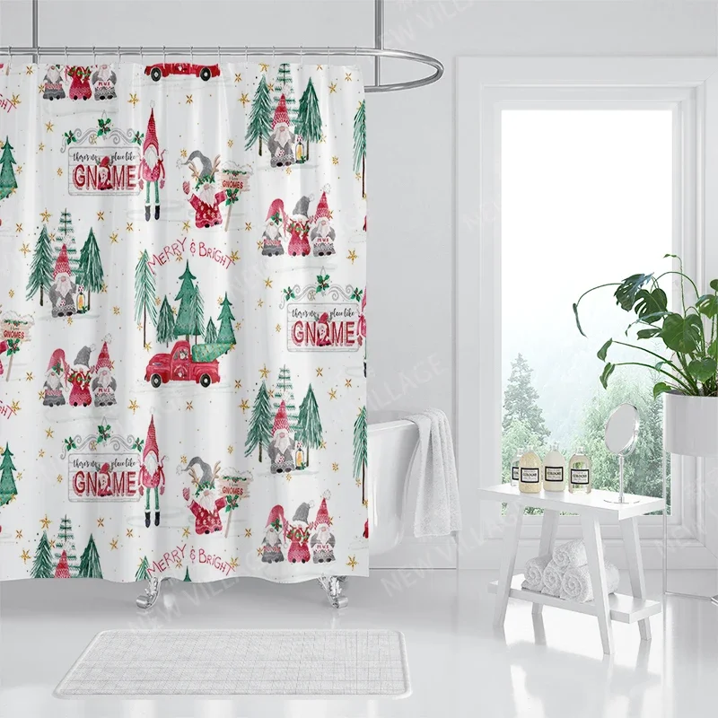 Household waterproof fabric home shower curtain accessories 90x180 shower curtain 240 * 200 Christmas peripheral shower curtain