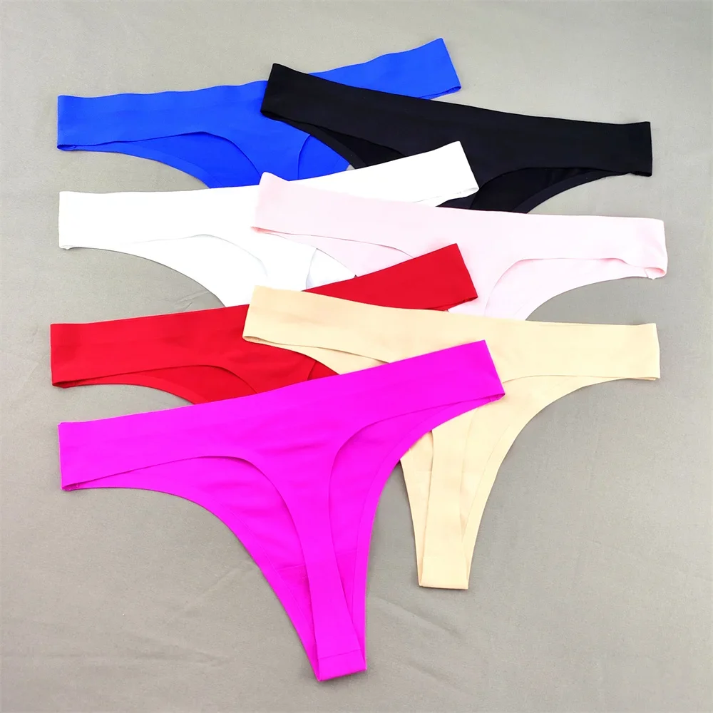 3PCS/Set EU Size S-XL Invisible Thong Underwear Women Seamless Lingerie Female Sexy Low-Rise G-Strings Underpant Bikini Briefs