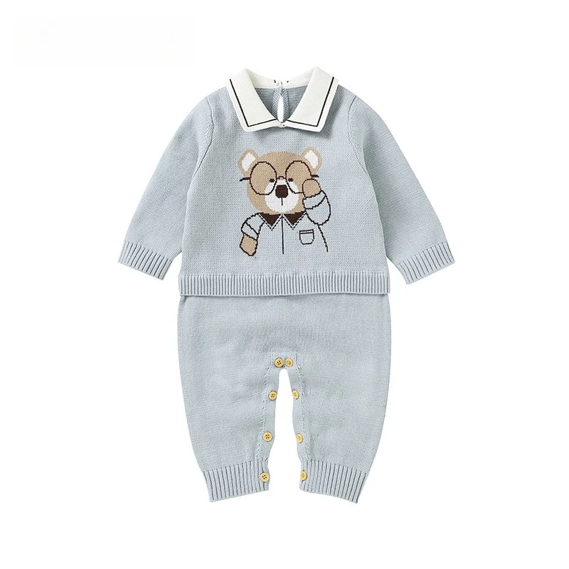 

Autumn and Winter New Baby Bear Knitted One-piece Romper Bear Animal Pattern Cute Baby Romper