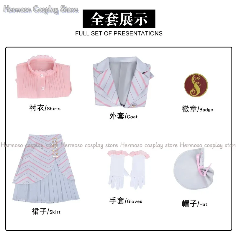 Glinda تأثيري أنيمي الساحرة Elphaba تأثيري حلي امرأة القوطية الوردي موحدة قبعة البدلة حفلة اللعب الزي للنساء #6