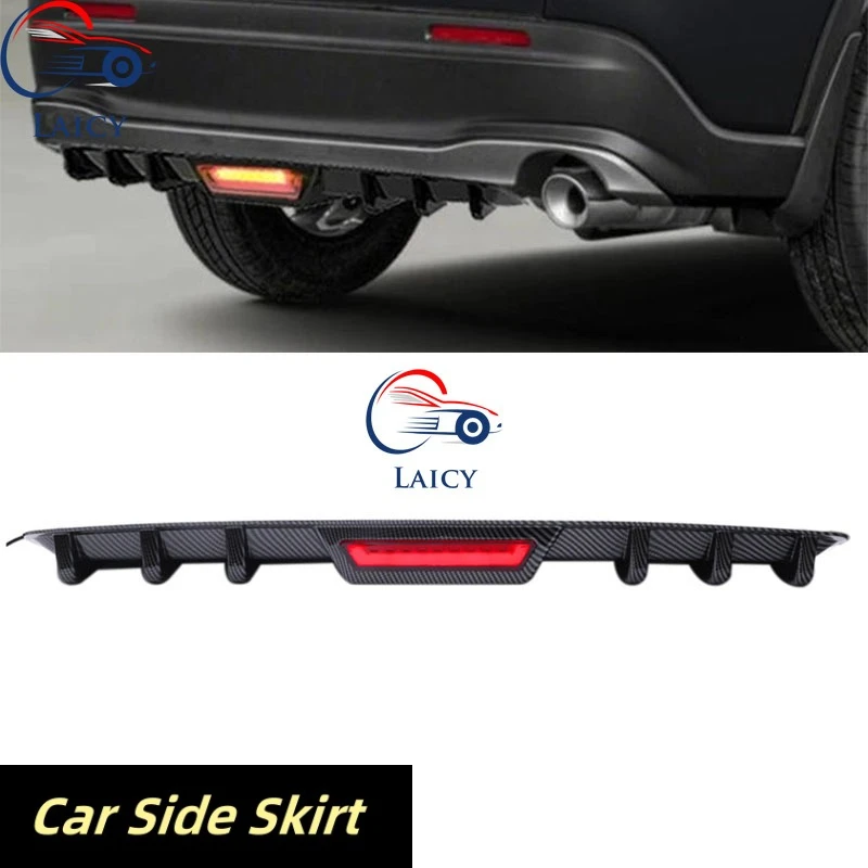 LAICY For H0nda HR-V 2016-2025 Car Rear Bumper Diffuser Lip w/ Tail Brake Stop Light Splitter Spoiler Shark Fin Lip Kit Black