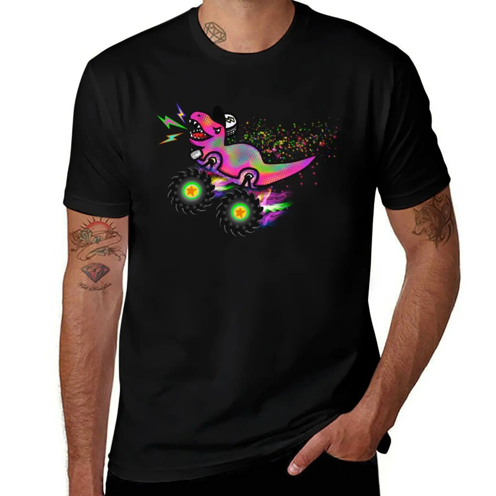 

Pink Rainbow Dinosaur Monster Truck T-Shirt Clothing summer top T-shirts for men cotton