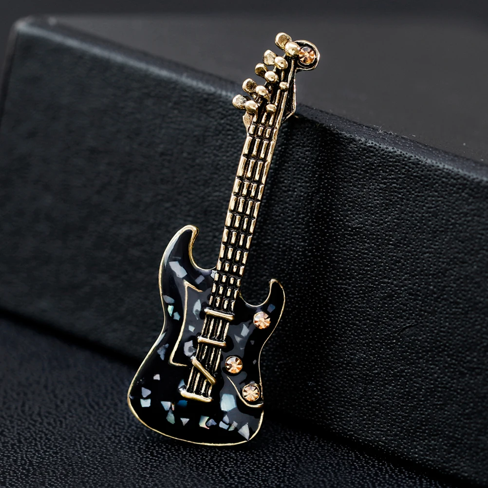 

Guitar Brooch Pin Jewelry Novelty Music Instrument Fashion Decor Wedding Party Gift Rhinestone Brooch Pins Shell Material Shiny