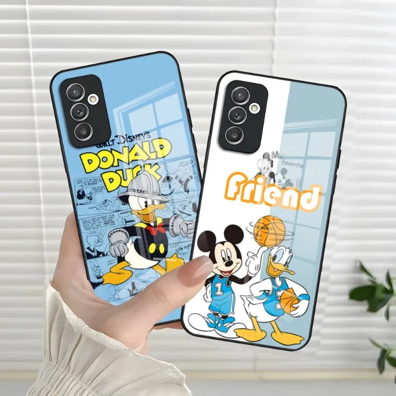 Cute Donald Duck Phone Case For Samsung S23 S21 S30 S22 S20 S9 S10E Note 20 10 Ultra Pro Plus Tempered Glass Cover