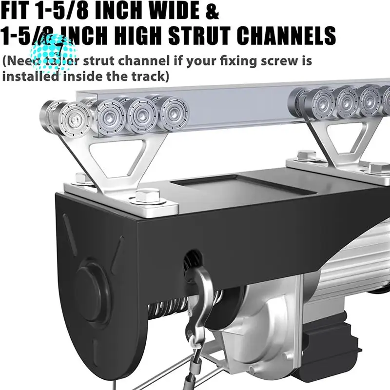 

A07F-2Pcs Hoist Trolley For PA200-1000 Electric Hoist, 8 Wheels Trolley Assembly For Unistrut 1-5/8Inch Strut Channels