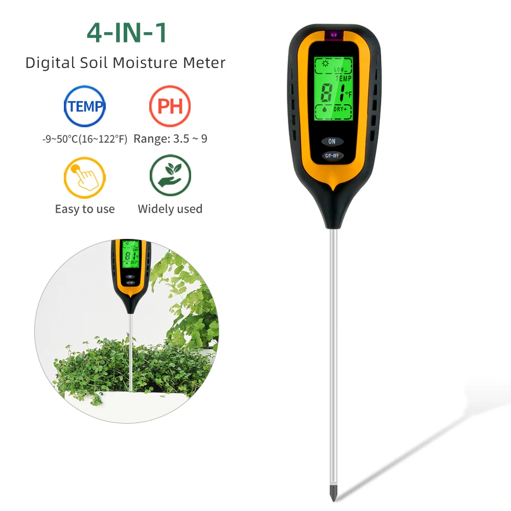 Soil  4 in 1 Sunshine Temperature PH  Soil Moisture PH  Plant and Turf Soil Moisture PH Meter Five Per Set