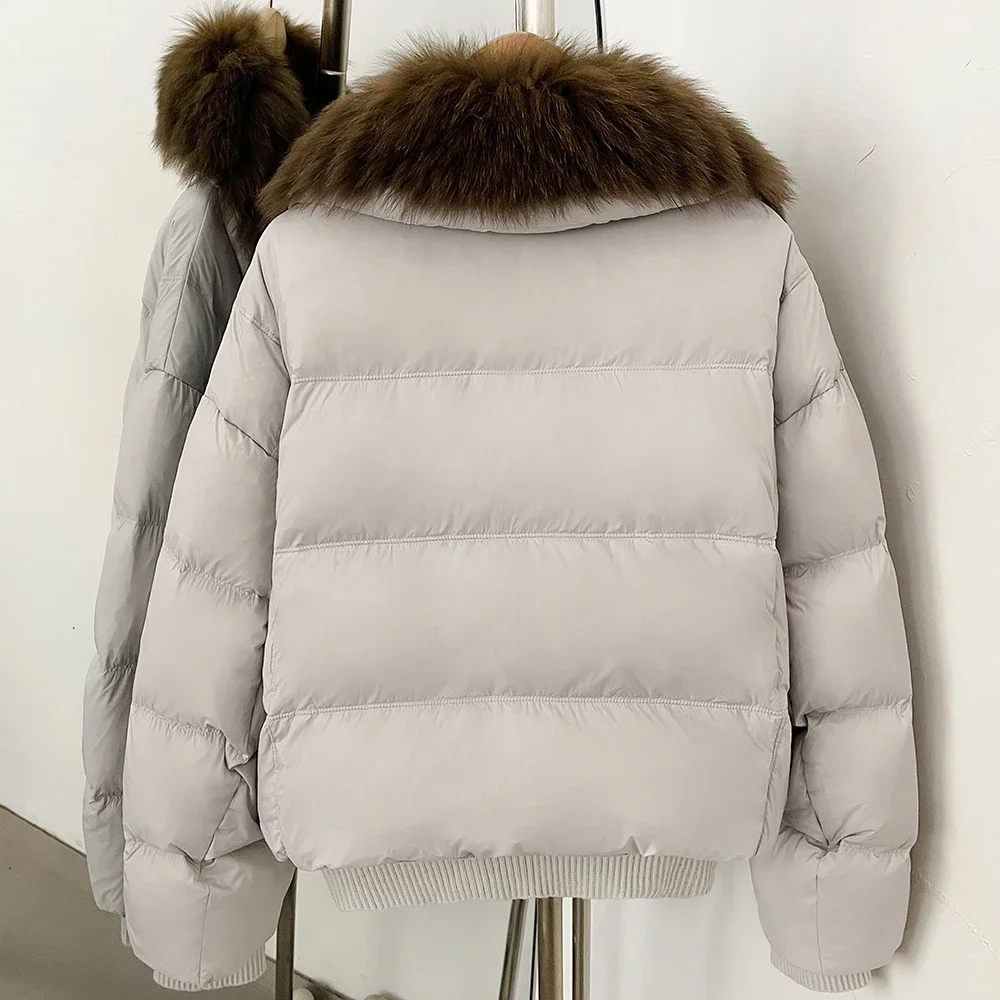 OFTBUY Damen Neue Winterjacke aus natürlichem Pelz mit 90% Entendaunen, Echter Fuchspelzmantel, Kurze Warme Steppjacke, Modische Freizeitkleidung – Detail 14