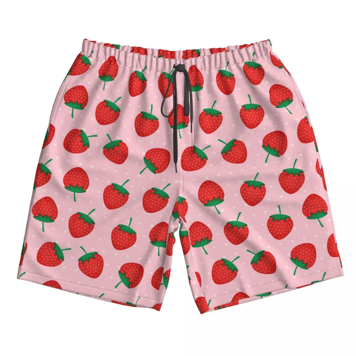

Pink Summer Strawberries Print Trunks Beach Board Shorts Casual Quick Dry Swim Summer Men Pants
