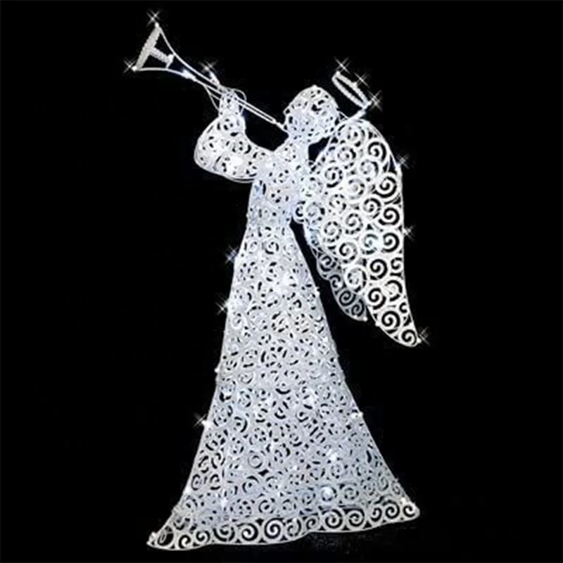 bs-Outdoor 3D LED Angel Lighting Modeling Sculpture Lighted Merry Christmas Sign Motif！