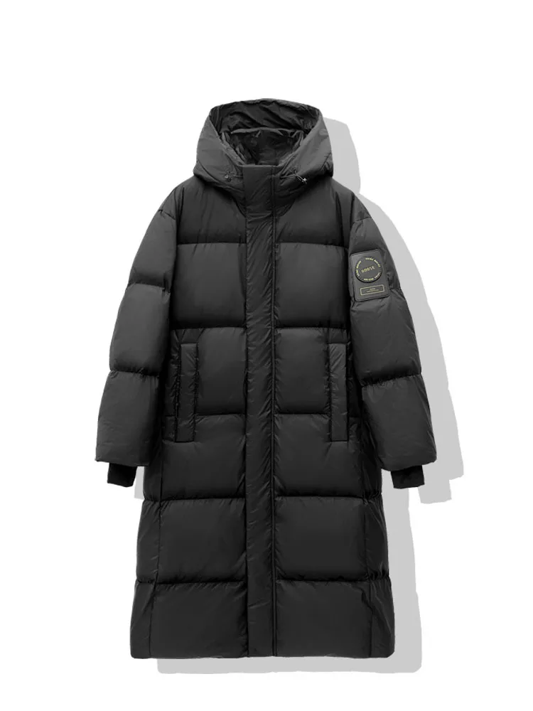 

Winter Black Gold Thickened White Duck Down Jacket Mid Length Men and Women's Hooded Windproof Down Coats Doudoune Femme