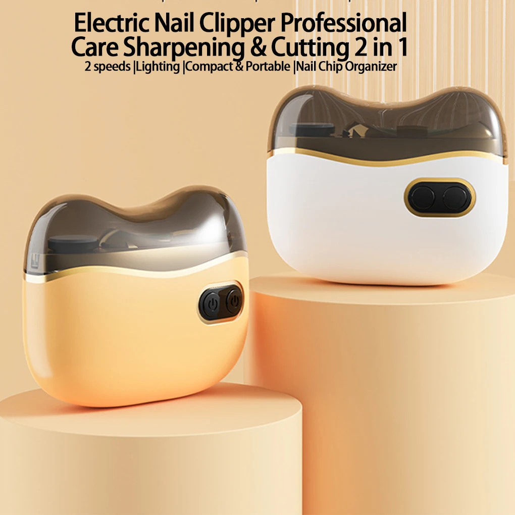 

2-в-1 машинка для стрижки ногтей и полировщик, автоматическая машинка для стрижки ногтей для взрослых и детей, электрический триммер для ногтей с защитой от защемления, маникюр со светом