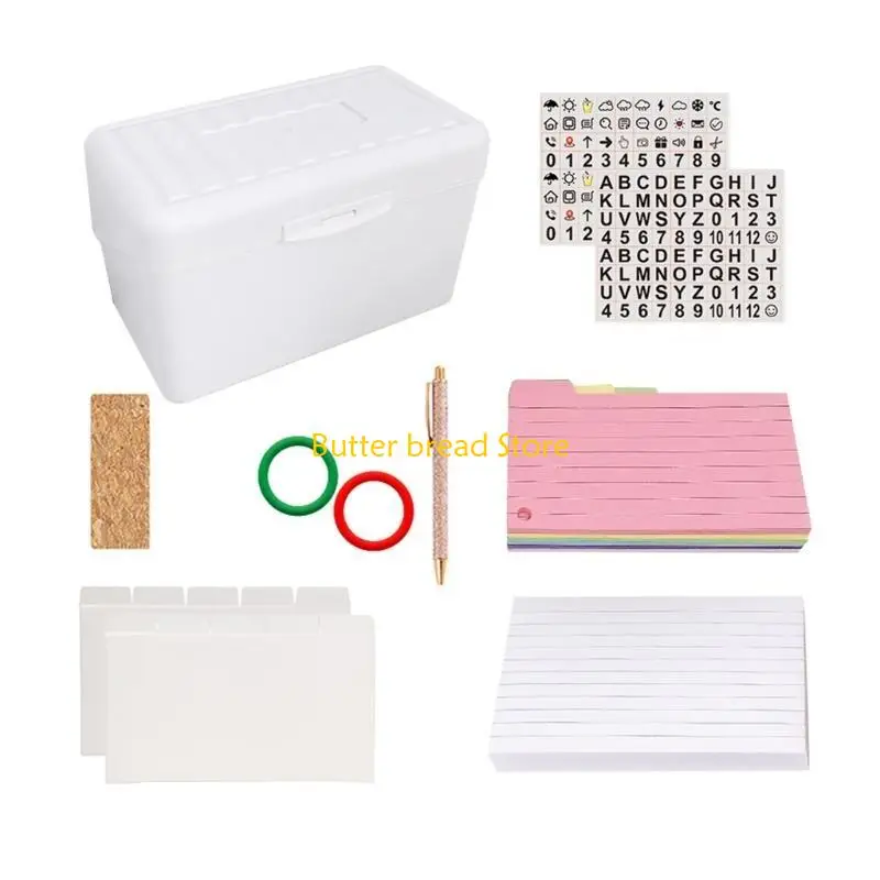 W89C 200Sheets Portable Note Pad with 150Sheets Notes Card for Office School Including Stoarge Case Binder Divider Sticker