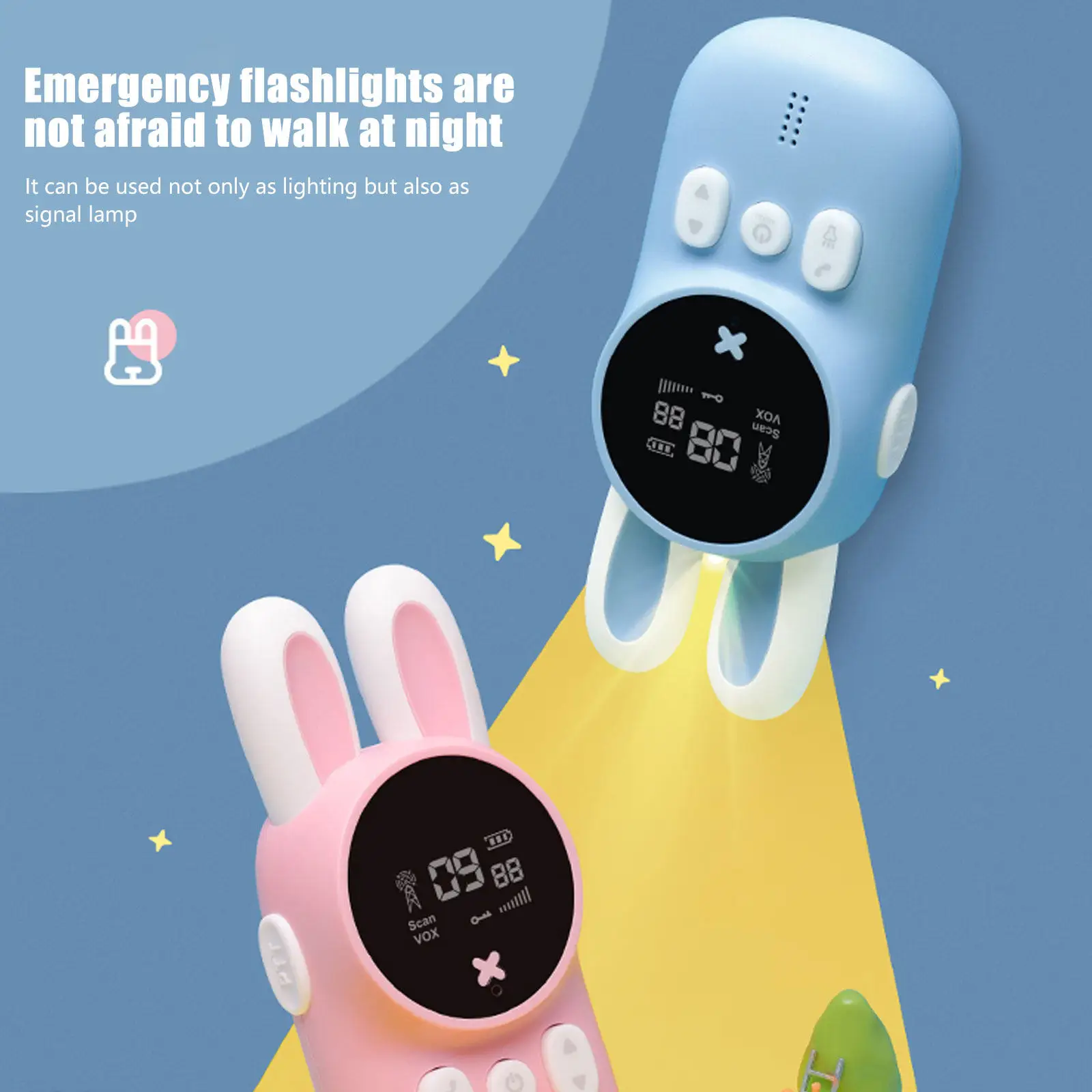 

Комплект из 2 детских раций с дальностью 3 км, автоматическим выбором канала, чистым звуком, для использования на улице, на фестивалях, в супермаркетах