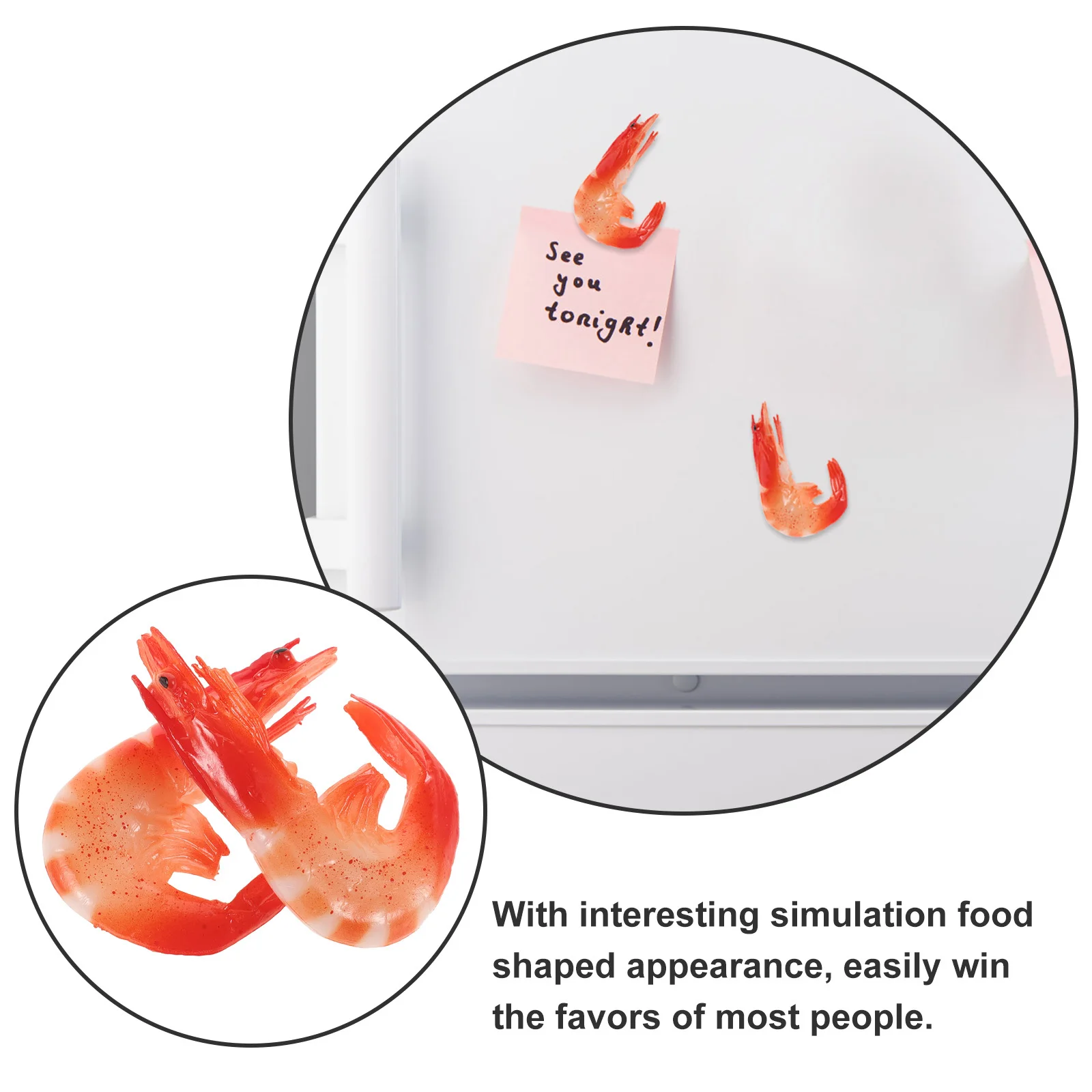 แม่เหล็กติดตู้เย็นลายกุ้ง 2 ชิ้น ของตกแต่งรูปทรงอาหาร สติ๊กเกอร์ติดตู้เย็น ของตกแต่งครัวเรือน แม่เหล็กติดตู้เย็น