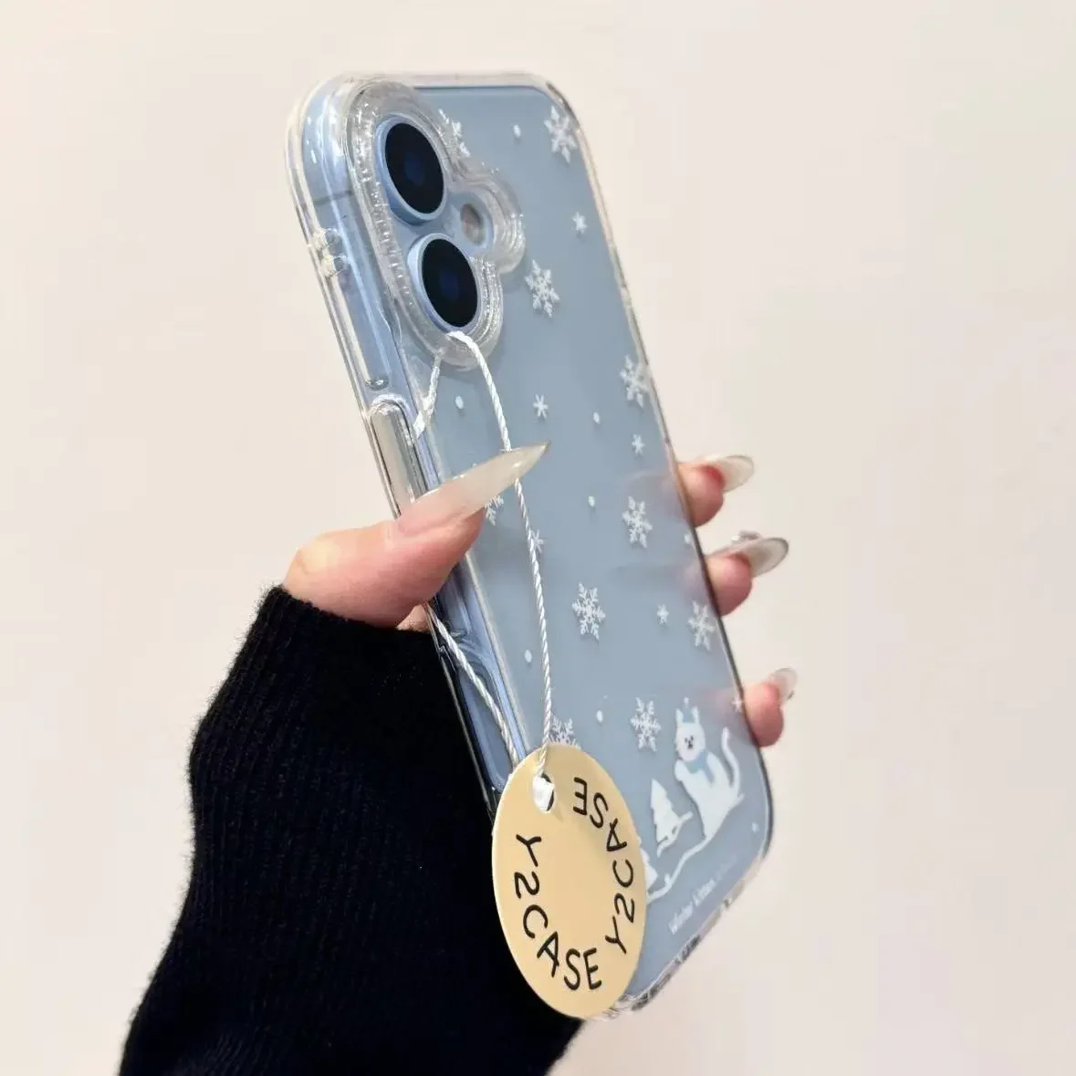 الشتاء ندفة الثلج جميل هريرة بريق قضية الهاتف آيفون 17 AIR 16 15 14 13 12 11 برو ماكس MINI X XR XS 7 8 زائد Y2K غطاء