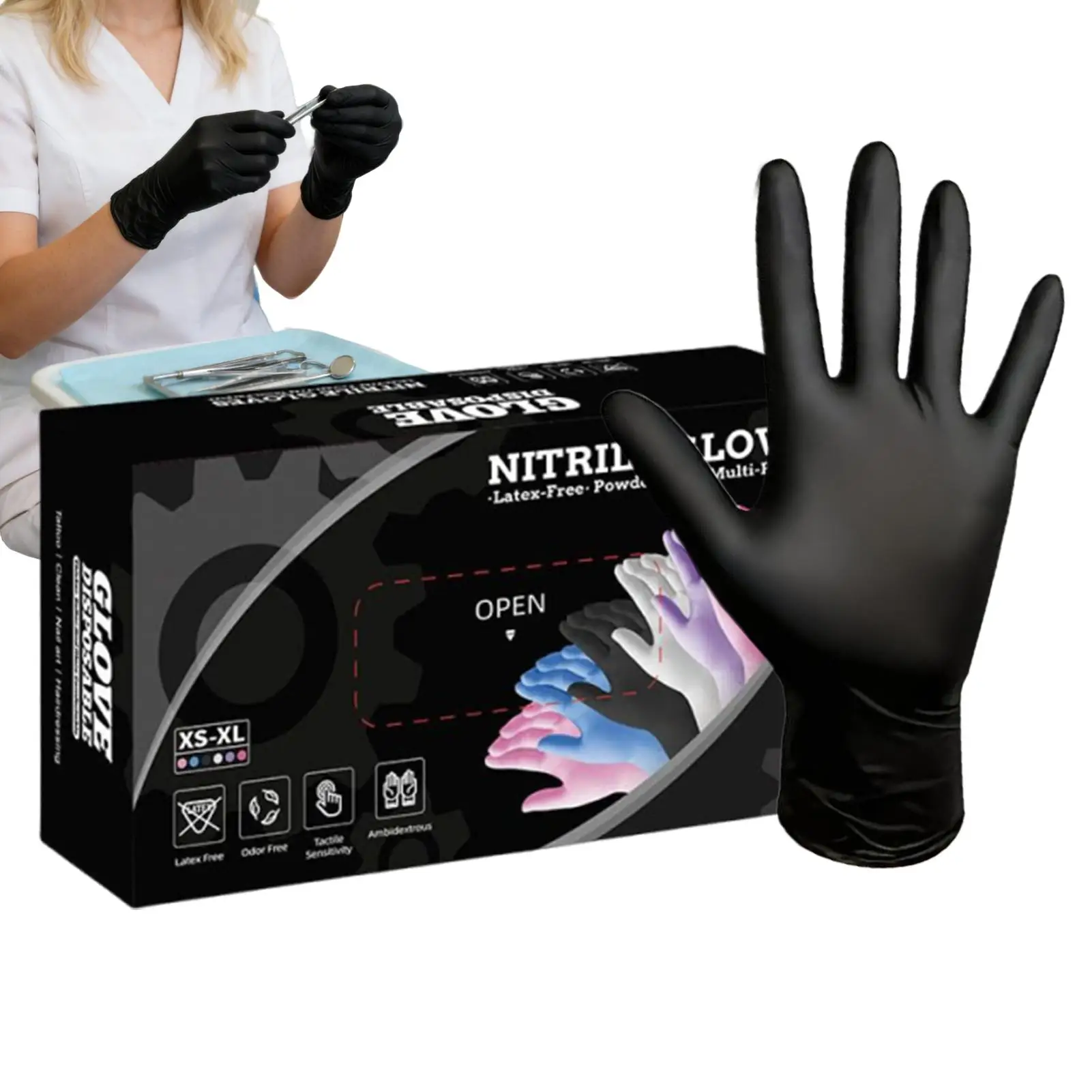 

100Pcs Disposable Black Gloves For Household Use Latex Free Powder Free Cooking Cleaning Gloves Tattoo Hairdressing Tool