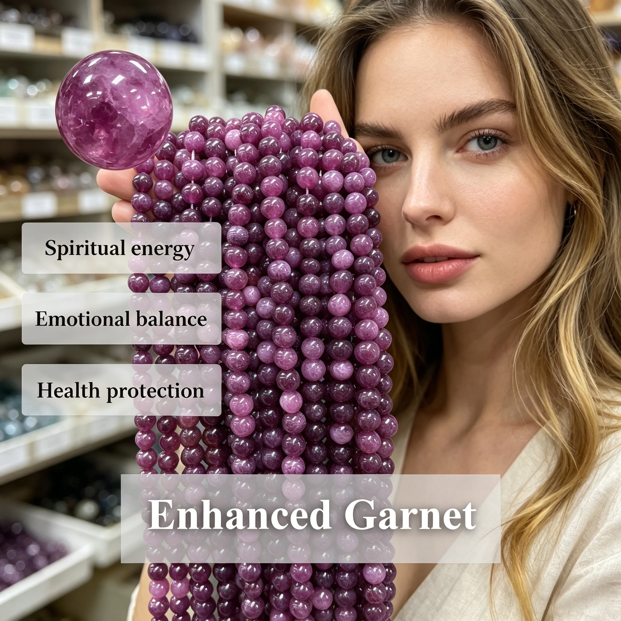 Enhanced Garnet Bead Natural Stone 4 6 8 10mm Round Loose Beads for Bracelet Necklace DIY Jewelry Making New Jewelry Accessories