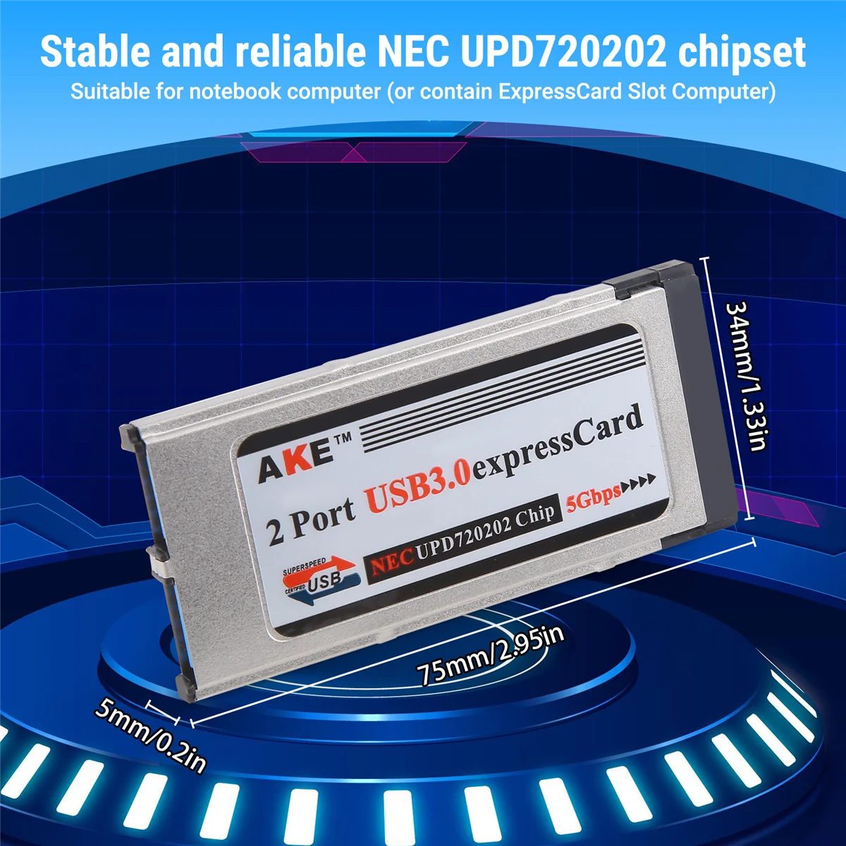 عالية السرعة المزدوج 2 ميناء USB 3.0 بطاقة اكسبرس 34 مللي متر فتحة بطاقة اكسبرس PCMCIA محول محول لأجهزة الكمبيوتر المحمول دفتر الساخن