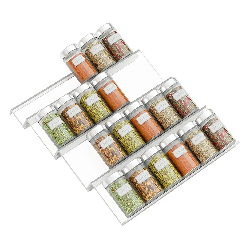 Acrylic Spice Drawer Organizer Rack, Seasoning Bottle Jar Storage, Under Desk Drawer Shelf, Hidden Tray, Kitchen Supplies, 4Tier