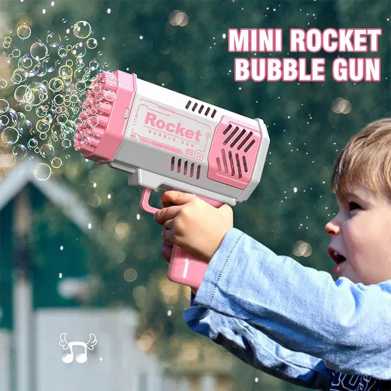 Automatic Bubble Gun Toys for Kids 40 Holes Bubble Rocket Soap Light Blower Summer Outdoor Wedding Machine Children Gifts