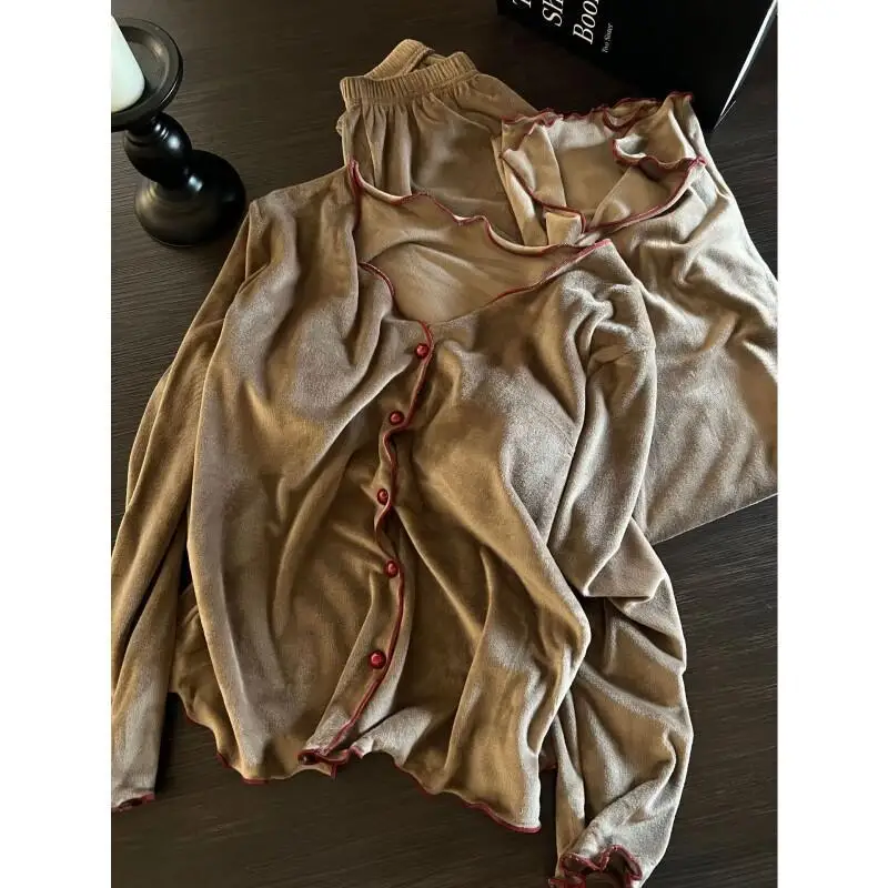 

Women's Pajama Set Girl Winter Homewear Island Fleece Pajamas Set Women Autumn Winter Loungewear Soft Homewear Outwear Cozy