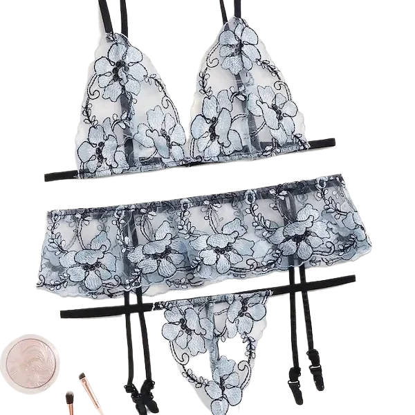 Sexy Lingerie Women Transparent Temptation Lace Bikini Sleepwear Sexy Pajamas Set Erotic Lingerie Babydolls Garter Belt Stocking