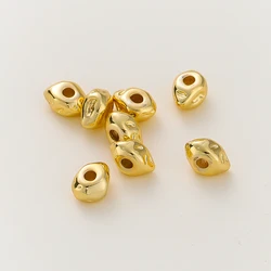10Pcs 14K/18K Gold Color Plated Brass Irregular Big Hole Beads Spacer Bead for DIY Bracelet Necklace Jewelry Making Accessories