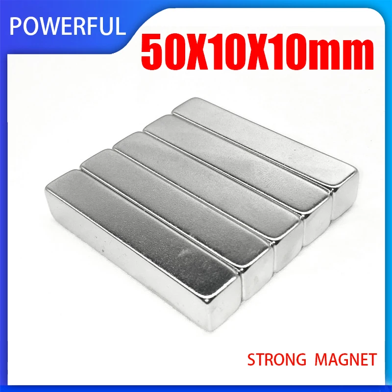 1~10PCS 50x10x10mm Strong Magnet sheet Permanent Neodymium Magnets 50mm x 10mm x 10mm Strip Block Magnets