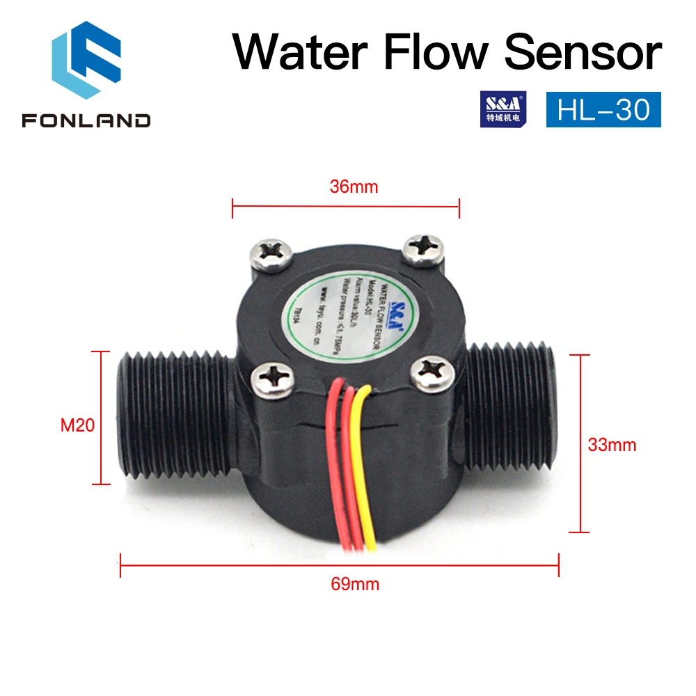 Imagem -02 - Fonland Interruptor de Fluxo Água Sensor Hl30 para s & a Chiller para Co2 Gravação a Laser Máquina Corte