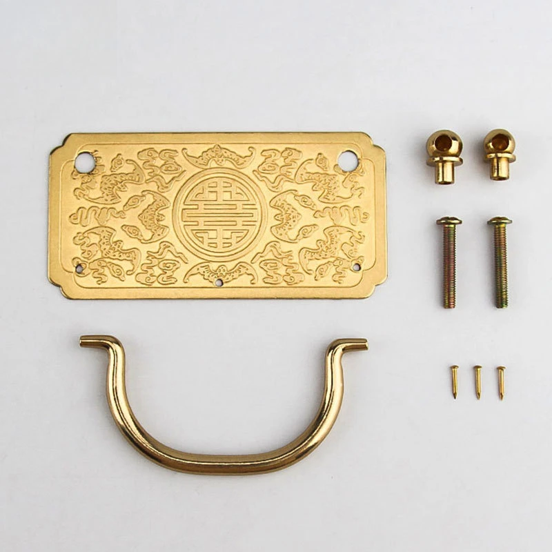 New Chinese style drawer brass medicine cabinet pull handle vintage furniture door handle metal bookcase square pull handles