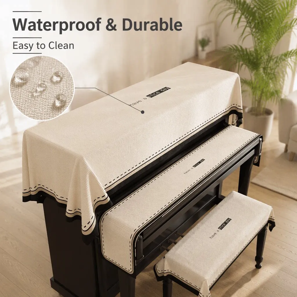 Piano dust cover – a modern, minimalist cover designed for use with electric pianos, intended to protect the keys from dust.