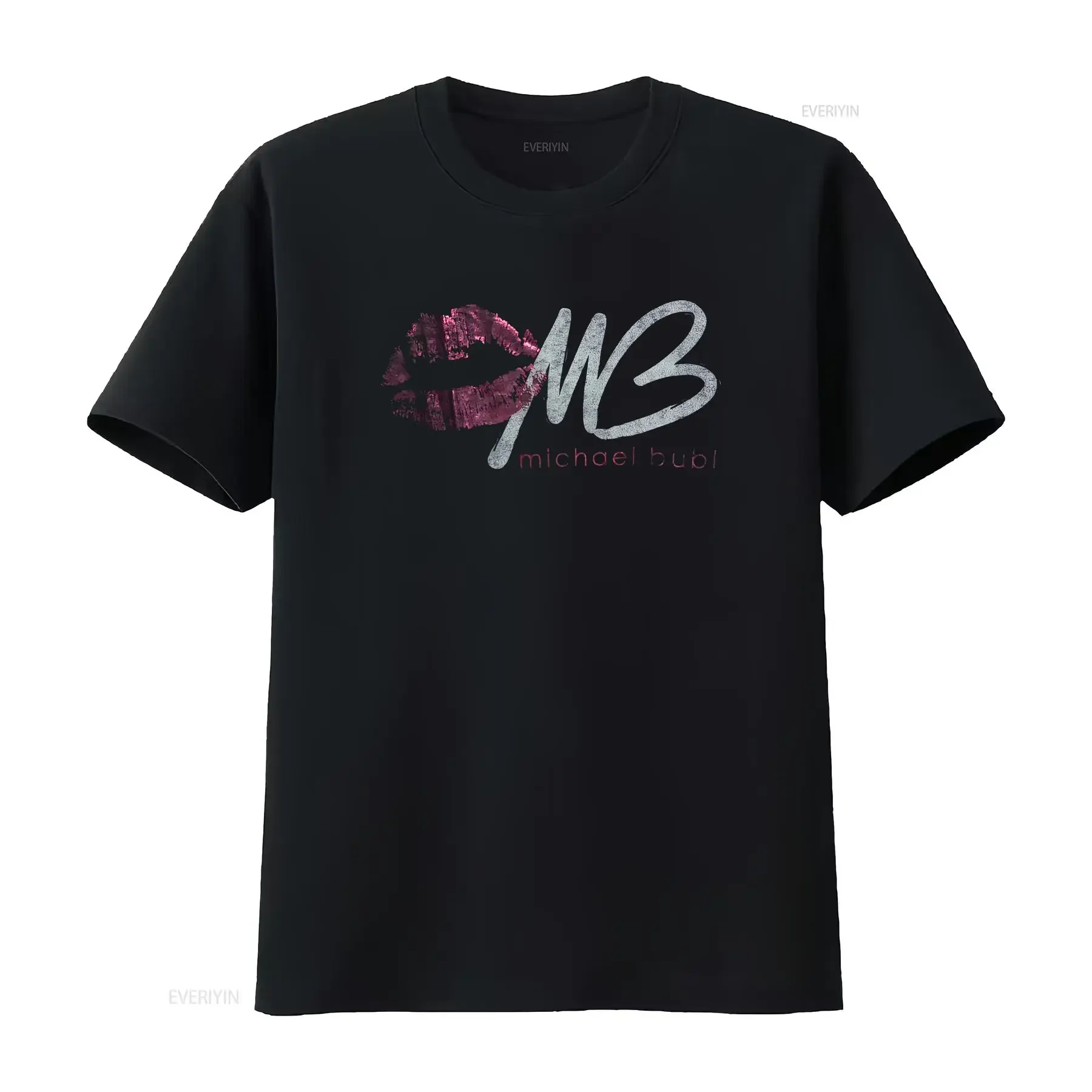 Camiseta Michael Buble Lipstick Talla L Negra Vintage con Gráfico Lavado, Top para Uso Diario, Estilo Urbano, Suave y Versátil