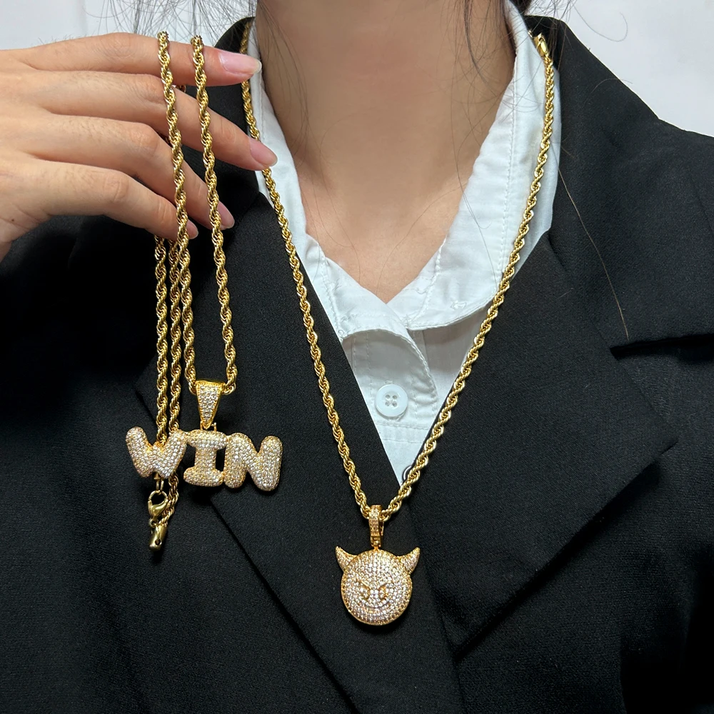 WIN-Letter Hollow Stainless Steel Long Sweater Chain 2023 New Fashion Women's Gold Color Pendant Necklace Waterproof