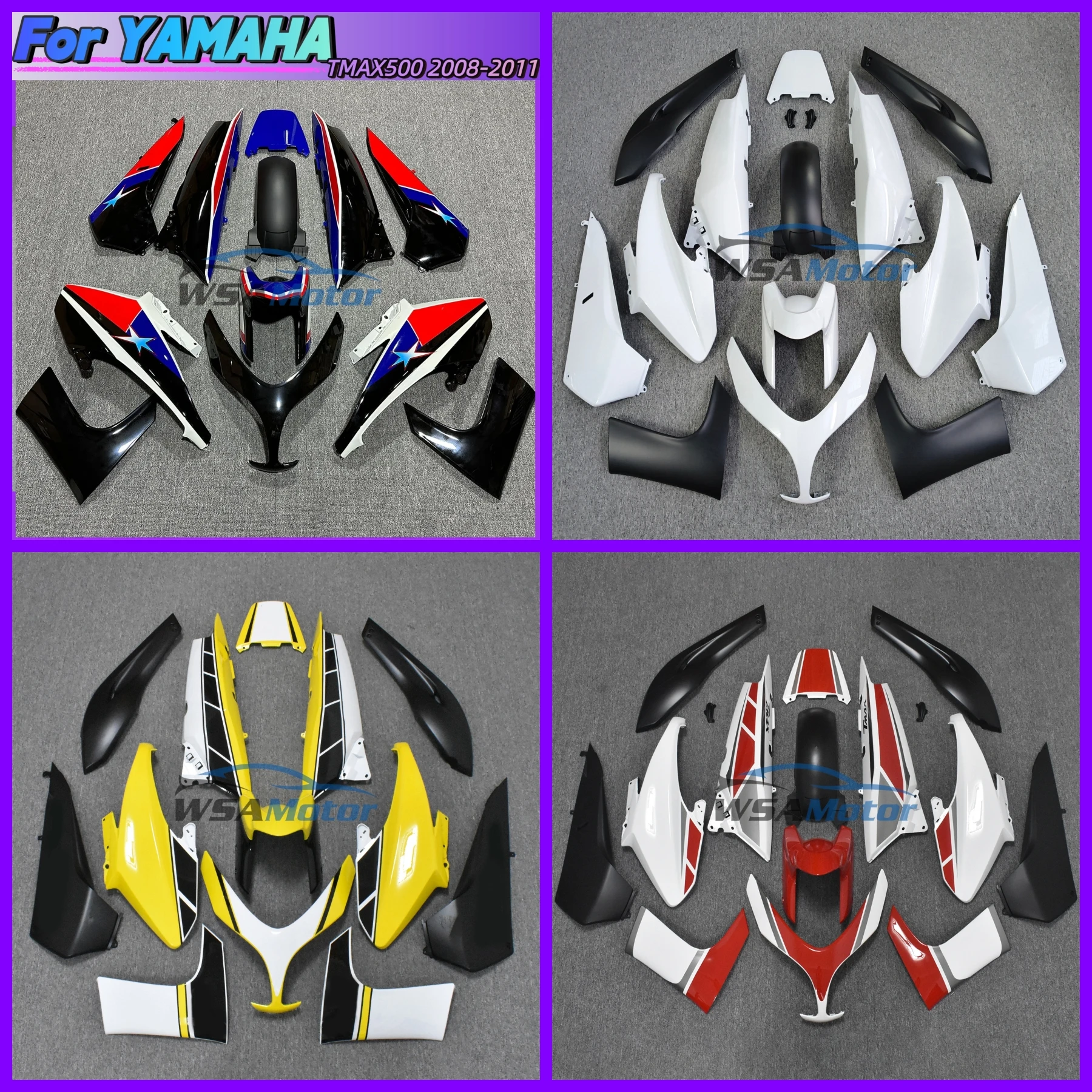 Fairings FOR T-MAX500 2009 unpainted Full Body Kits FOR TMAX 500 2008 - 2011 glossy Black Body Kits FOR T-MAX500 11 10