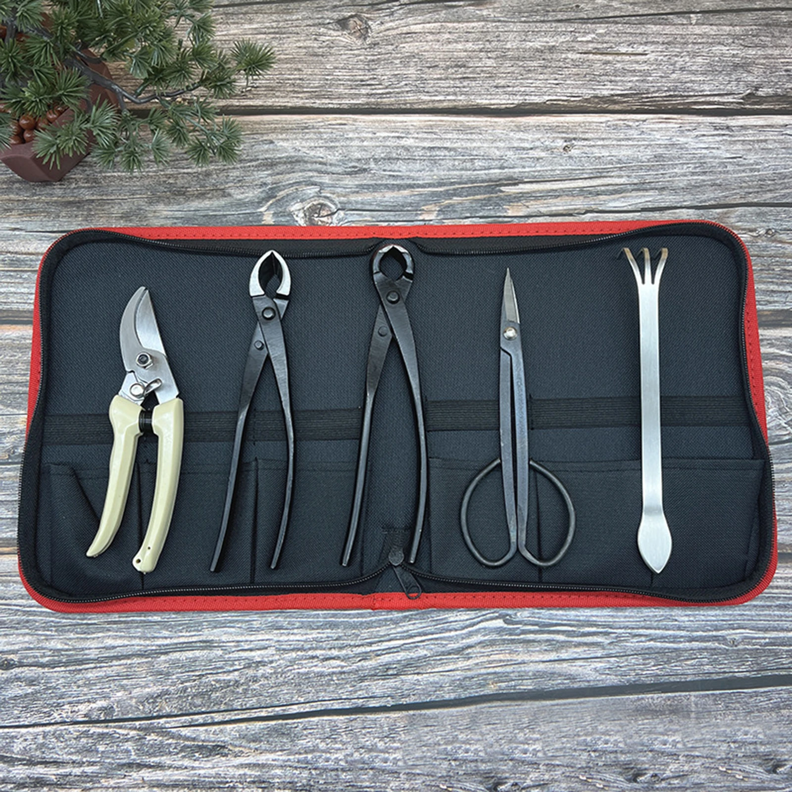 

5PCS Bonsai Tools Set Bonsai Pruning Tool Set Shear Garden Extensive Cutter Carbon Steel Scissors Kit Case for Home Garden