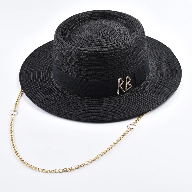 Summer Straw Hats for Women Ribbon Decoration Elegant Ladies Party Dress Hats Travel Beach Sun Hat Chapeau Femme