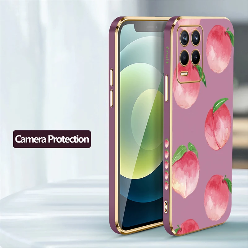 حافظة هاتف ناعمة مقاومة للصدمات لهاتف OPPO Realme 8 Pro 8i 7i 6i 7 5G 6 Pro 5 5i 5s غطاء من السيليكون المطلي بالفاكهة والخوخ #5