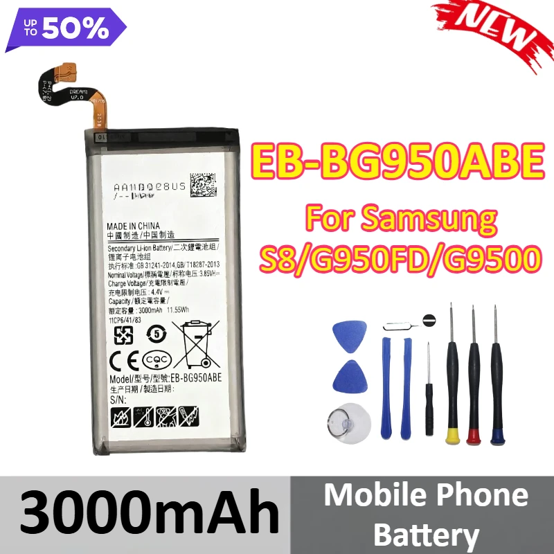 

New 3000mAh EB-BG950ABE Mobile Phone Battery For Samsung S8 G950FD G9500 Replacement Mobile Phone Parts +Tools