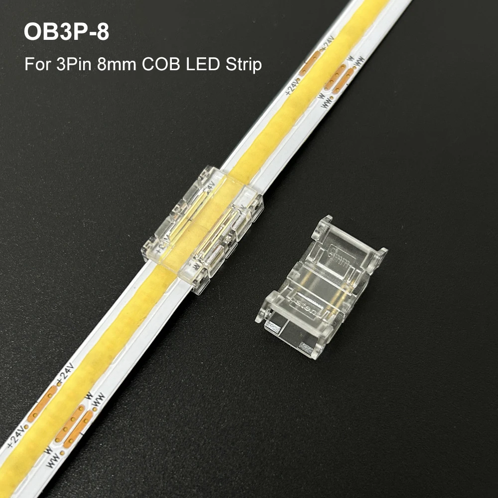 COB LED-Lichtstreifen Transparenter Lötfreier Hutverbinder L-förmige Kristallschnalle Geeignet für 5mm 8mm 10mm 2PIN 3PIN 4PIN – Detail 12
