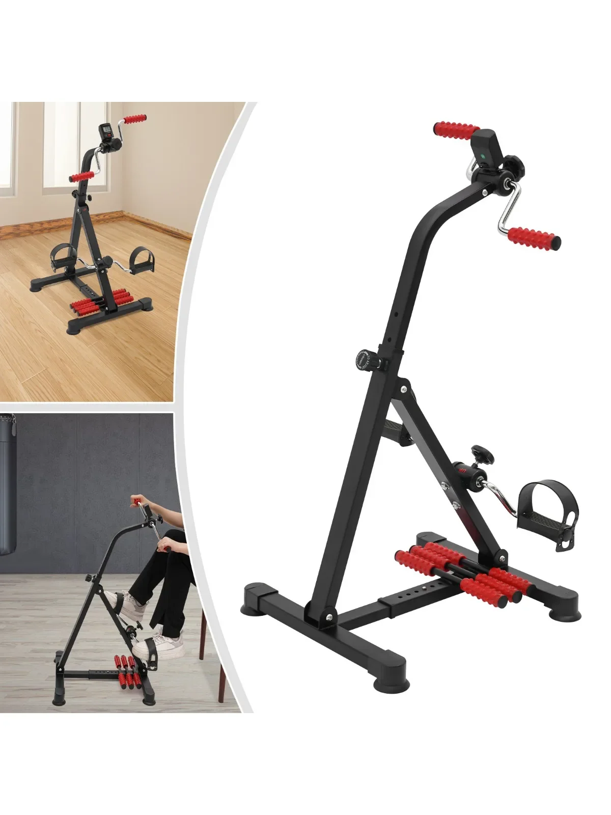 

Pedal Exerciser Bike Hand Arm Leg Knee Adjustable Fitness Recovery Equipment with LCD Monitor Home Exercise Equipment