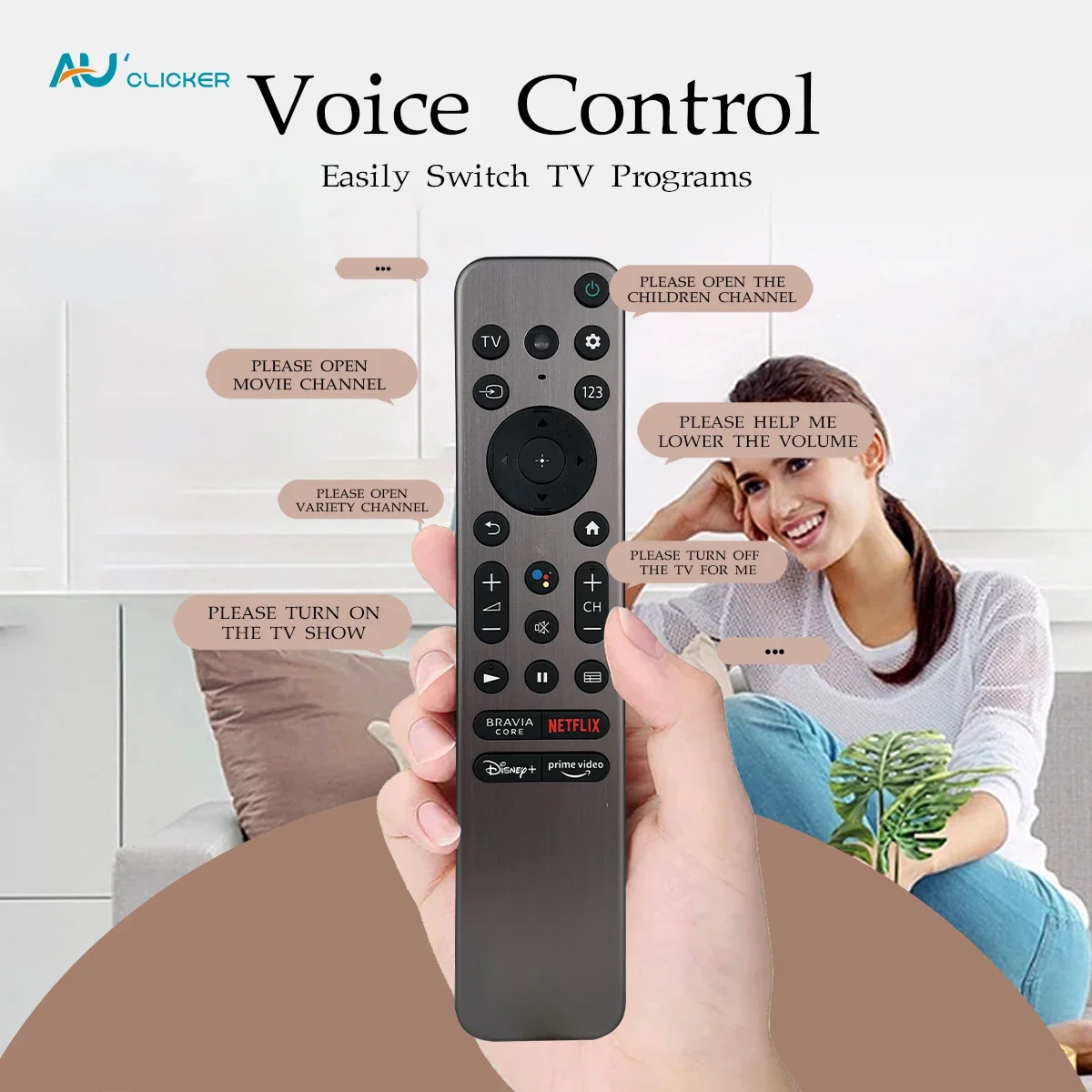 RMF-TX900U Replacement Luminous Remote Control for Sony Smart TV Android 4K Ultra HD LED Internet KD XBR Series UHD LED