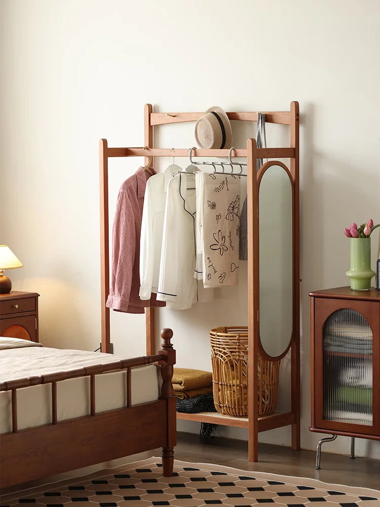 Cherry wood solid wood floor standing clothes and hats rack, light luxury bedroom, household, multifunctional living