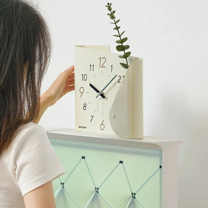 Creamy Table Clock Decorative Accent Piece for Living Room, Hallway Cabinet, Creative Long Lasting Precise Home Ornament