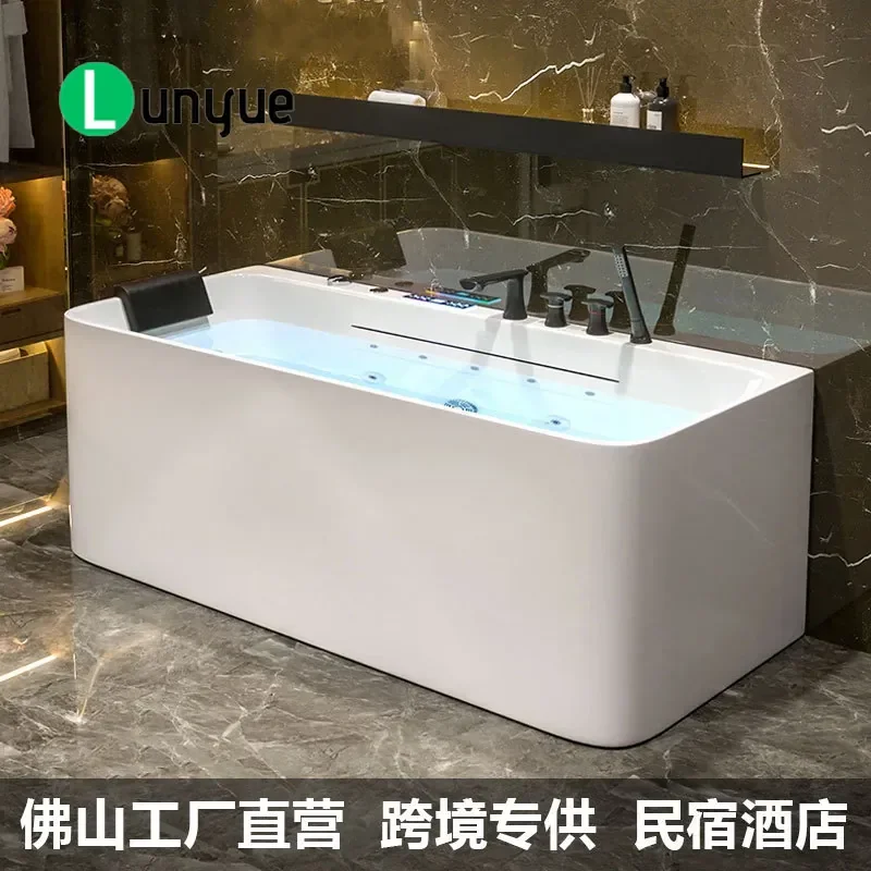 Small Acrylic Bathtub Deep Soaking with Thermostatic Surfing Function for Household Bathroom and Hotel Use Compact